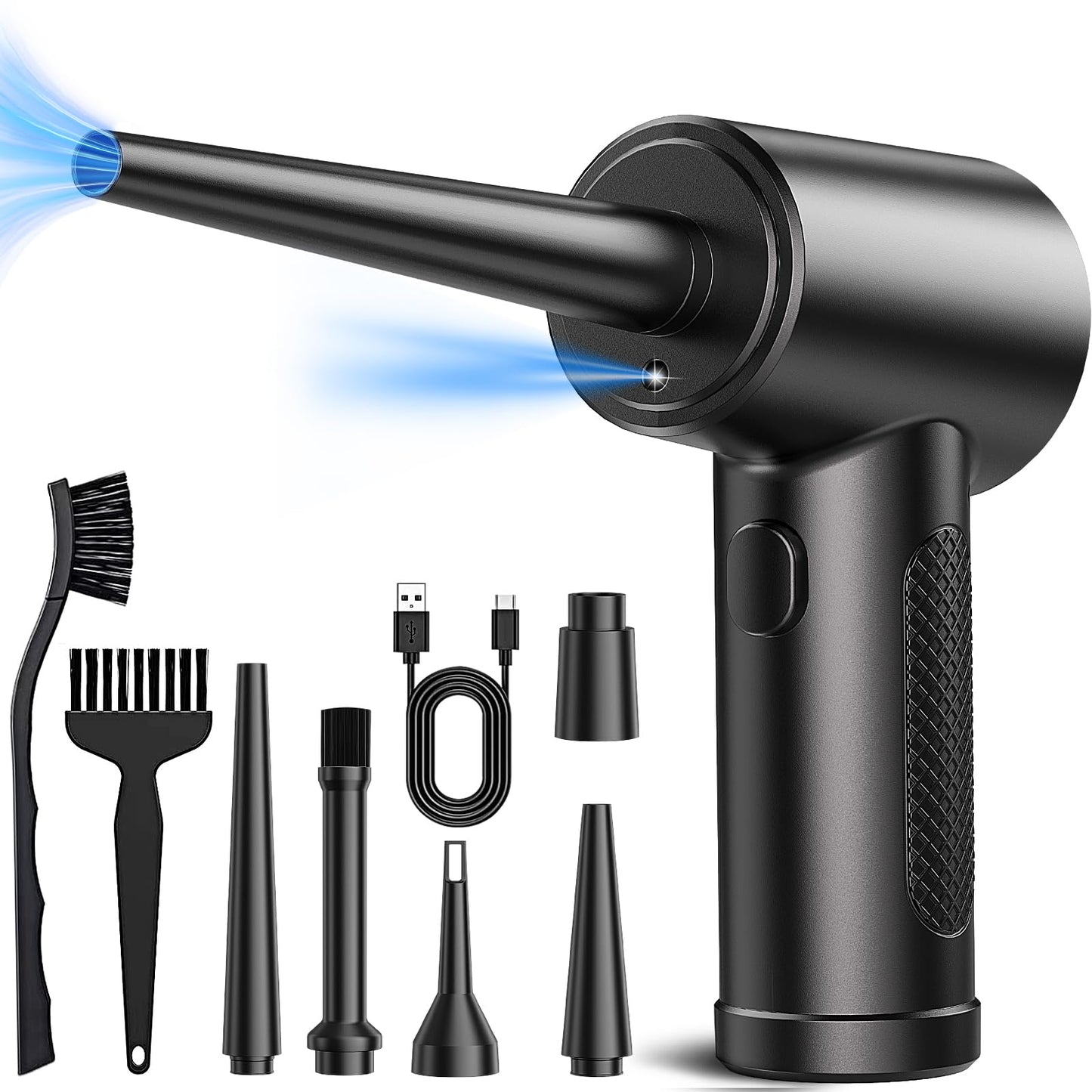 Compressed Air Duster, 3 Gear to 51000RPM Cordless Electric Air Duster, 6000mAh Rechargeable Air Blower with LED Light for Laptop Computer Camera Keyboard Cleaning Dust Hair Replace Compressed Air Can