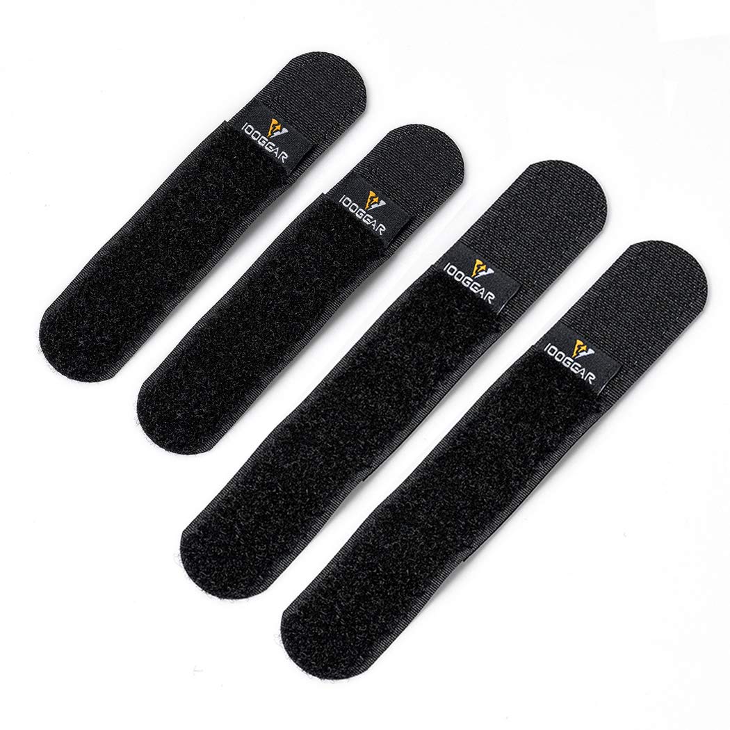 IDOGEAR Tactical Fastening Binding Strap Hook & Loop Reusable Strap (Black, Small(2 pcs)+Medium(2 pcs)
