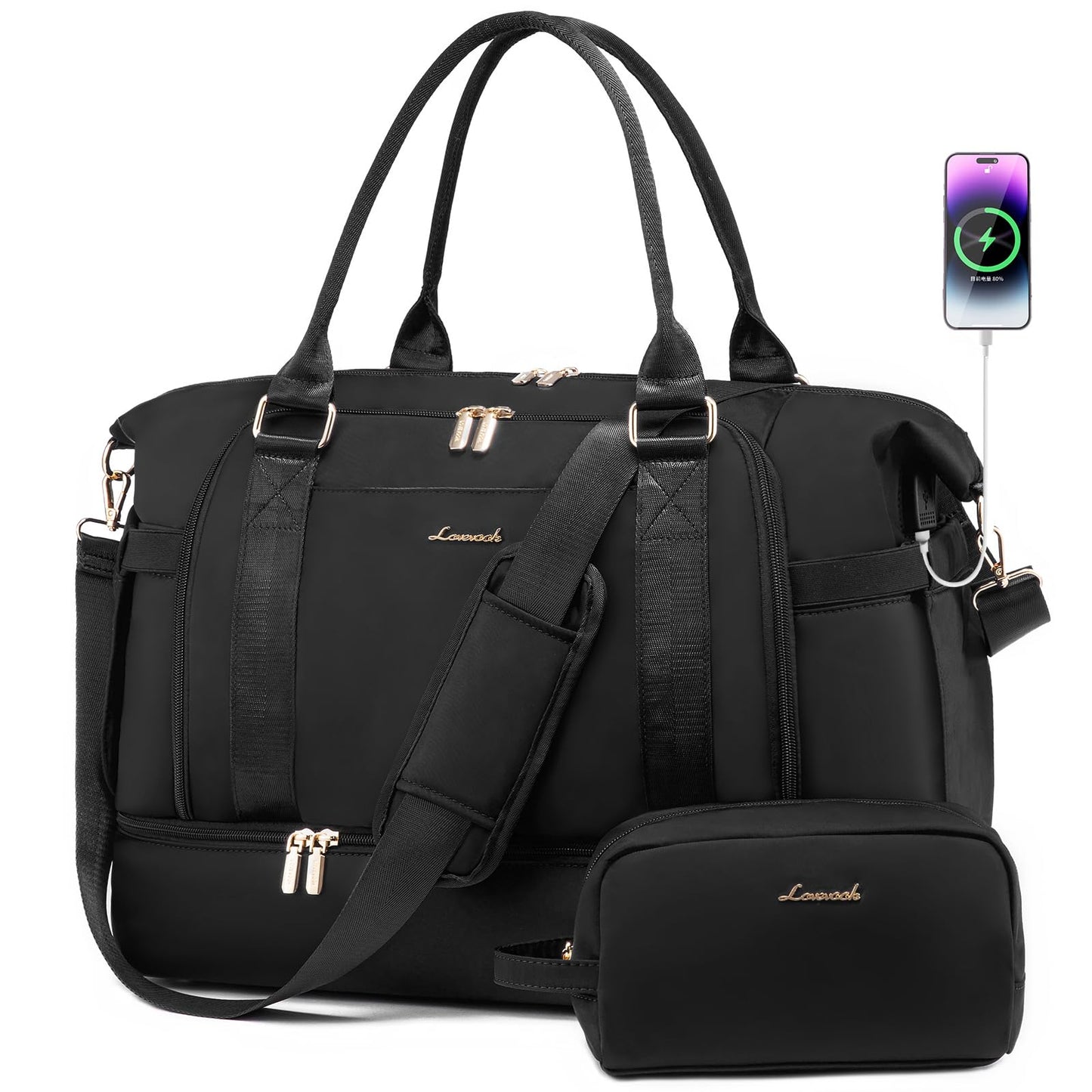 Gym Bag for Women LOVEVOOK Travel Duffel Bag with USB Charging Port,Weekender Bags for Women with Shoe Compartment,Carry on Overnight Bag with Toiletry Bag,Hospital Bags for Labor and Deliver