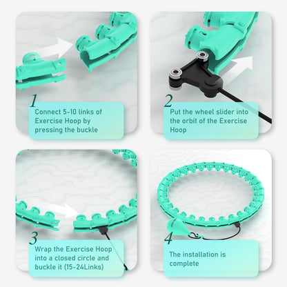 JKSHMYT Weighted Hula Circle Hoops for Adults Weight Loss, Infinity Fit Hoop Plus Size, 30 Detachable Links, Exercise Hoop for Women and Beginners (Cyan)