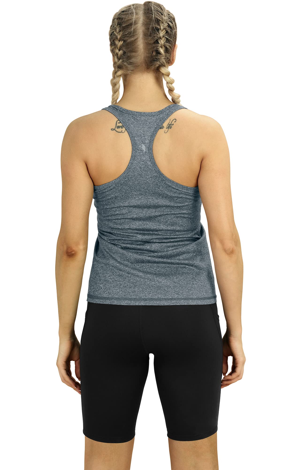 icyzone Workout Tank Tops for Women - Racerback Athletic Yoga Tops, Running Exercise Gym Shirts (M, Navy)