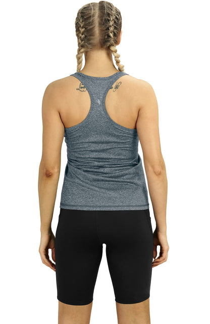 icyzone Workout Tank Tops for Women - Racerback Athletic Yoga Tops, Running Exercise Gym Shirts (M, Navy)