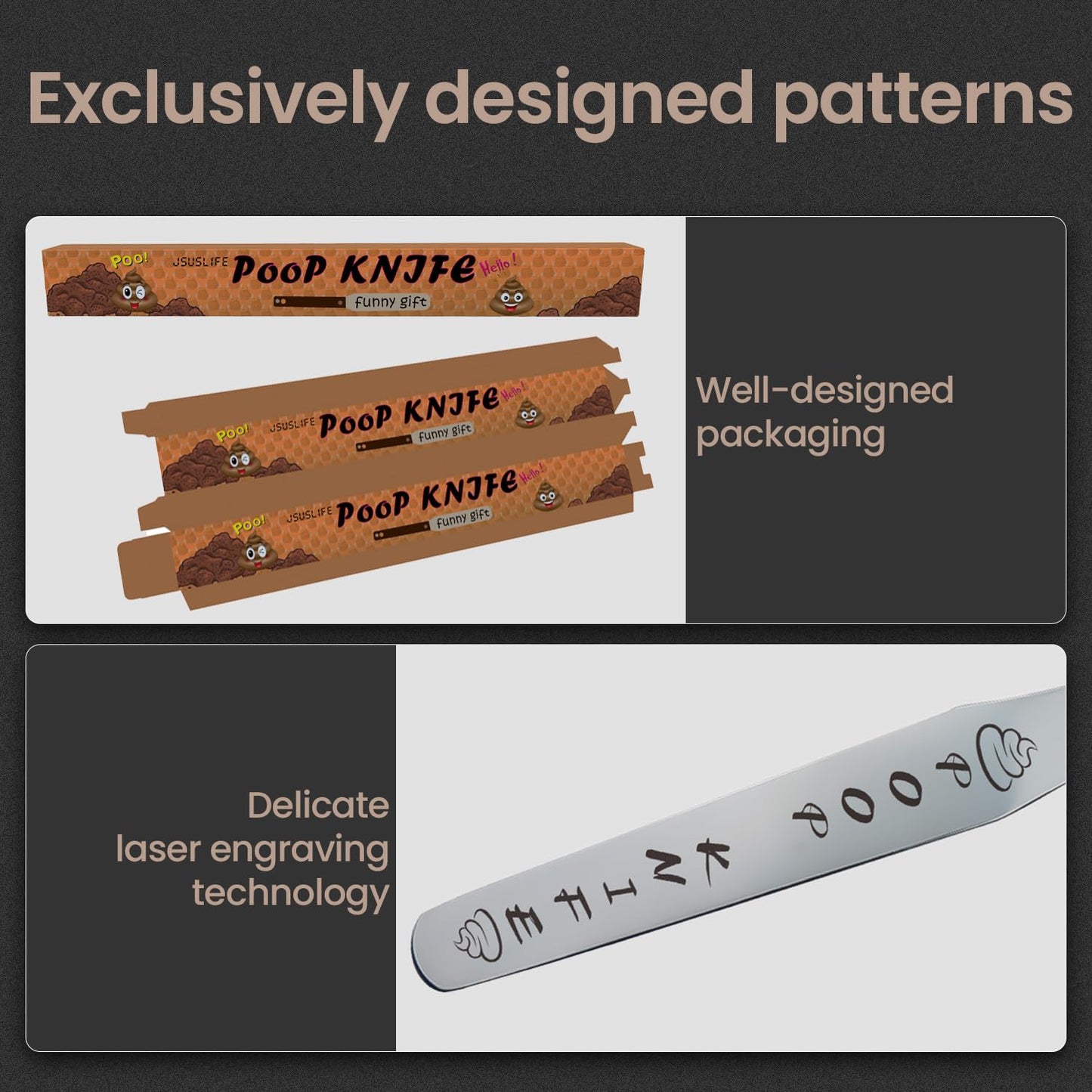 Jsuslife Poop Knife, 12IN Durable Metal Poo Knife for Toilet Block, Extra Long Wood Handle Poop Stick Prank Funny Gag Christmas Gift for Adults and Kids