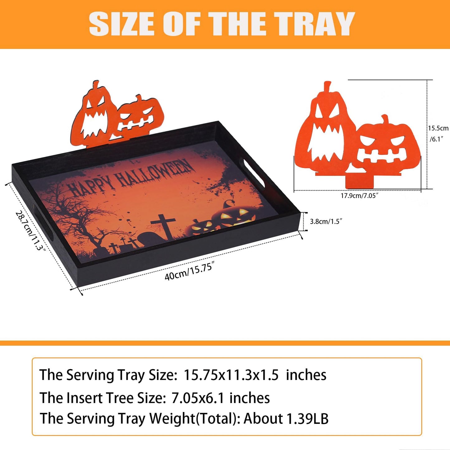 Krismax Halloween Decorations Decorative Serving Trays and Platters Pumpkin Tray - Snacks Bowl Candy Dish - for Breakfast, Lunch, Dinner, Appetizers - Food Tray