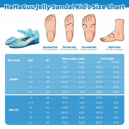 HaHaGuu Princess Jelly Flats Shoes Girls Birthday Party Heels Snow Queen Cosplay Costumes Dress Up Sandals for Toddler Little Girls Big Kids