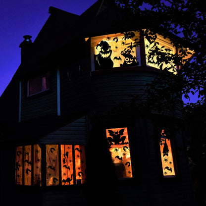 FOIMAS Halloween Window Cling Sticker,Giant Spooky Monster Silhouette Window Decals for Haunted House Halloween Home Decoration,4 Sheets