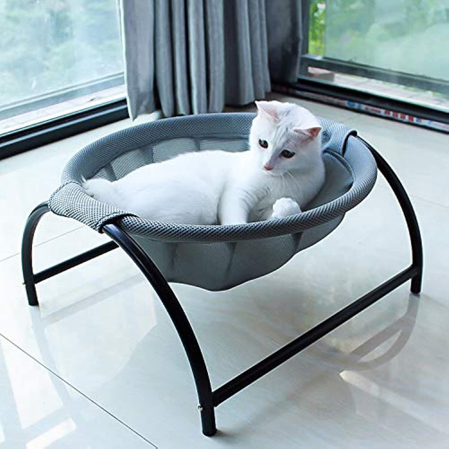 JUNSPOW Cat Bed Dog/Pet Hammock Bed Free-Standing Kitty Sleeping Cat Supplies Pet Supplies Whole Wash Stable & Breathable Easy Assembly Indoors Outdoors, 16.9 in x 16.9 in x 9.5 in