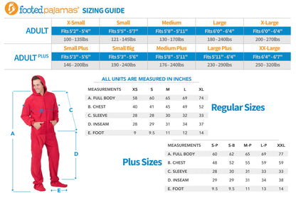 Frosty Winter Adult Hoodie Fleece One Piece - Footed Pajamas - Small Plus Size/Wide (Fits 5'3-5'6")