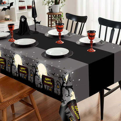 Halloween Tablecloth,2 Pack Disposable Plastic Tablecloth 54"x108" Halloween Decorations,Gray Table Cloth for Birthday Decors,Moon Plastic Table Cover,Party Supplies for Indoor or Outside,Home,Dinner