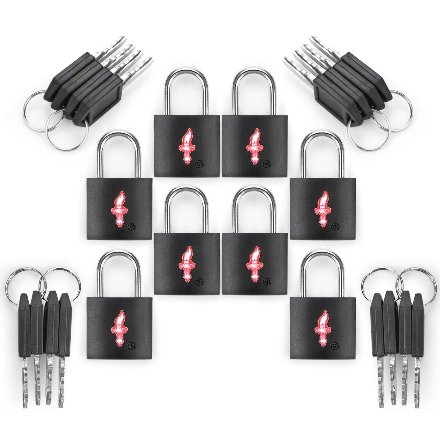 DUALCROWN TSA Approved Locks for Luggage Set of 8 TSA Accepted Key Travel Suitcase Locks Padlock Apply to Locker Lock, Suitcase, Carry On, Backpack, Laptop Bag (Black 8 Pack)