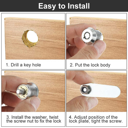 Drawer Tubular Cam Lock 25mm Zinc Alloy Security Drawer Cam Cylinder Lock with 2 Keys for Door Mailbox Cabinet Cupboard Letterbox