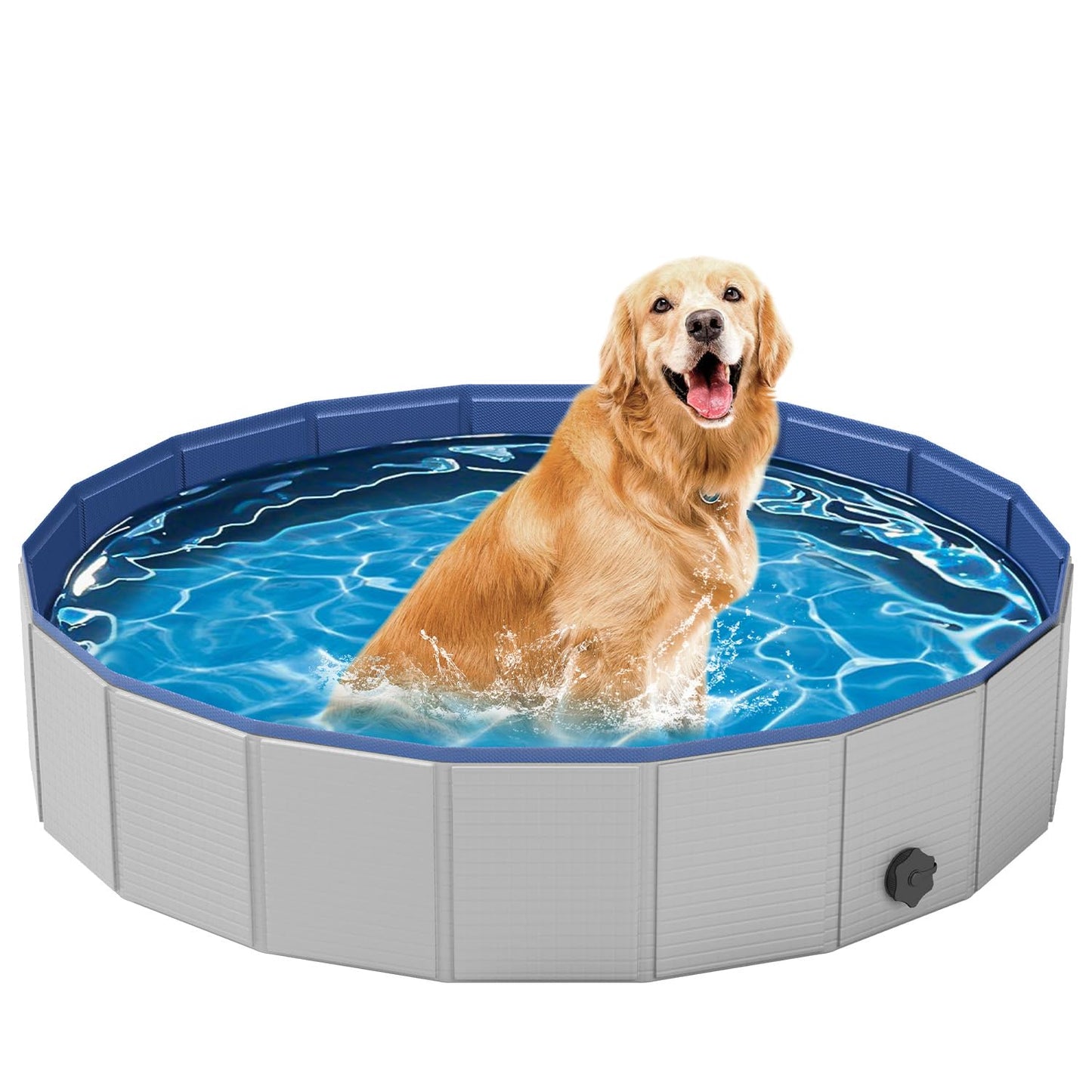 Dog Pool for Medium Dogs, Foldable Plastic Pool for Dogs Slip-Resistant (40''x 12'')