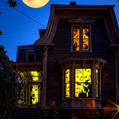 Large Halloween Window Clings Decorations - Silhouette Decorations With Scary Witch Stickers for Windows