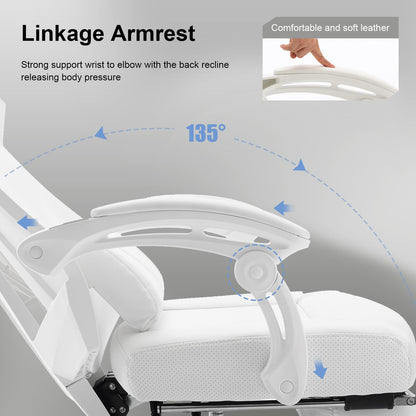 GTRACING Gaming Chair, Computer Chair with Mesh Back, Ergonomic Gaming Chair with Footrest, Reclining Game Chair with Adjustable Headrest and Lumbar Support for Gaming and Office (White)
