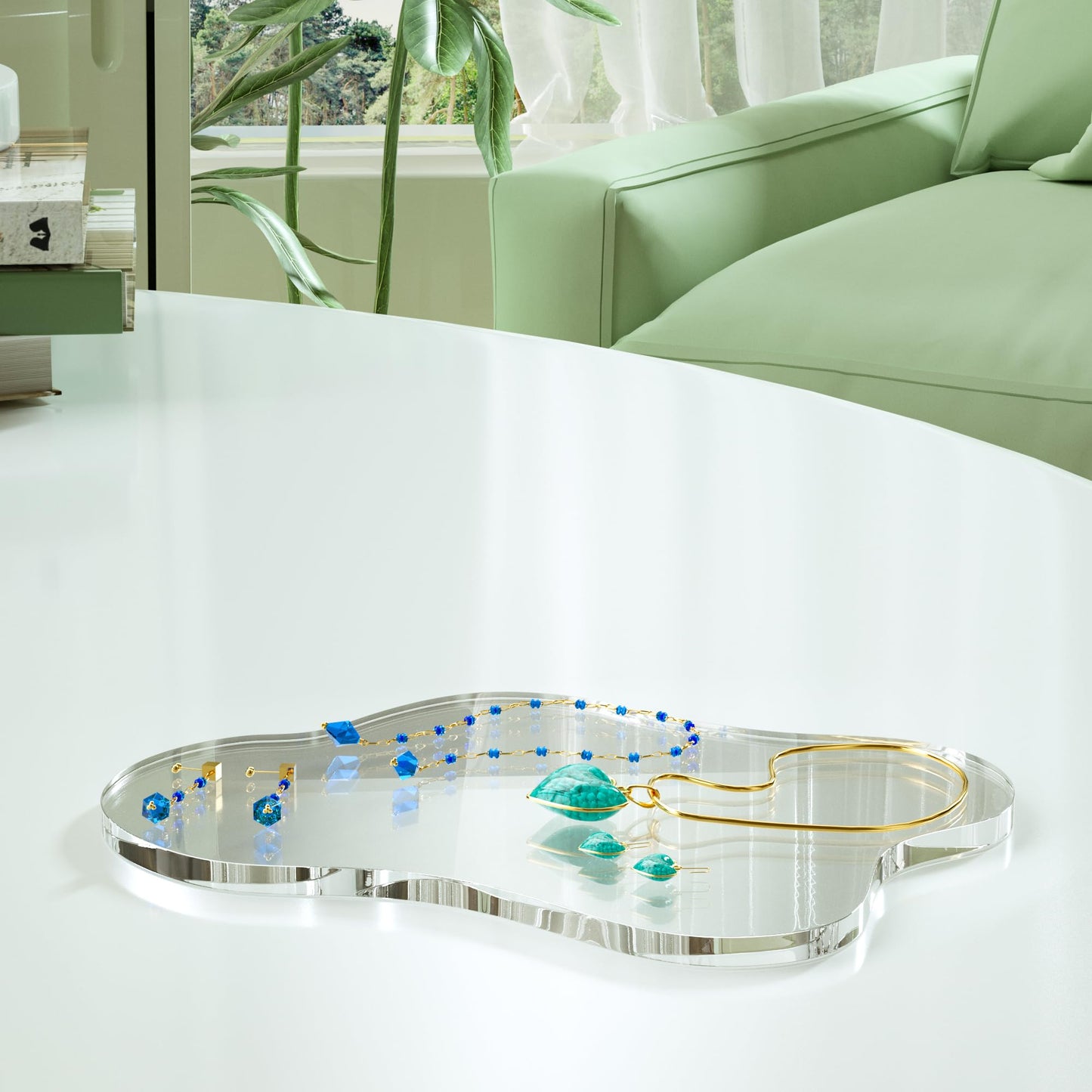 Leadiy Acrylic Coaster Decorative Plates, Irregular Bar Drink Coaster, Clear Cloud Shape Coffee Cup Coaster, Perfect for Tabletop Protection and Accessories Display.(Clear)