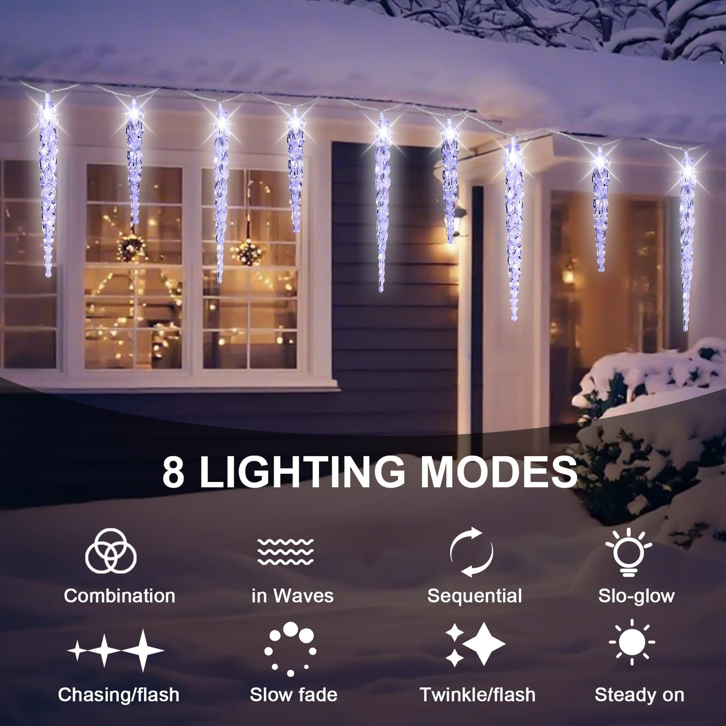 (New) Outdoor Icicle Lights, 16.2Ft 40 LED Twinkling Icicle String Lights, Connectable 40 Tubes Chrisitmas Lights, Waterproof Hanging Christmas Ornament Plug in for Wedding, New Year, Home Decor