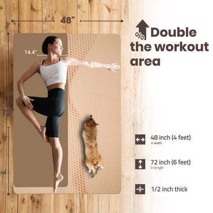 Large Yoga Mat (6'x4') – 1/4" & 1/2" Thick Exercise Mats for Home Workout, Extra Wide Workout Mats for Home Gym, Yoga, Pilates, Stretching, Floor & More