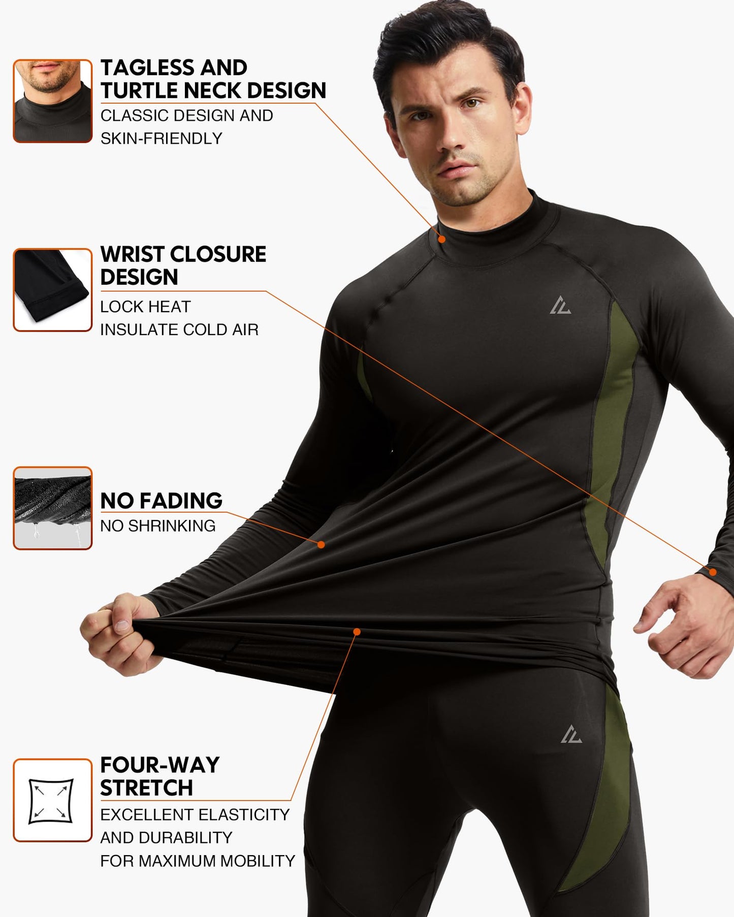 CL Thermal Underwear Long Johns for Men,Hunting Gear Sport Top and Bottom Set Winter Base Layer Long Underwear for Outdoor