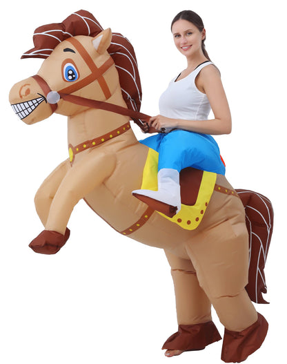 JOYBRO Inflatable Costume Adult, Horse Costume, Funny Cowboy Ride on Horse Suit, Blow up Costumes for Halloween, Masquerade, Carnival, Fasching, Theme Parties, Cosplay, One Size 150–190cm