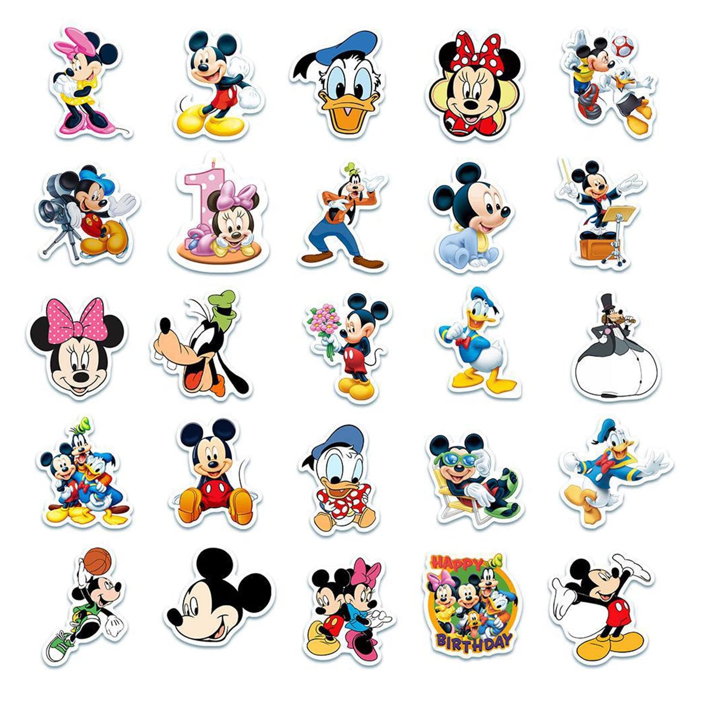 50Pcs Hot Disney Mickey Mouse Stickers for Water Bottle Cup Laptop Guitar Car Motorcycle Bike Skateboard Luggage Box Vinyl Waterproof Graffiti Patches JHSL