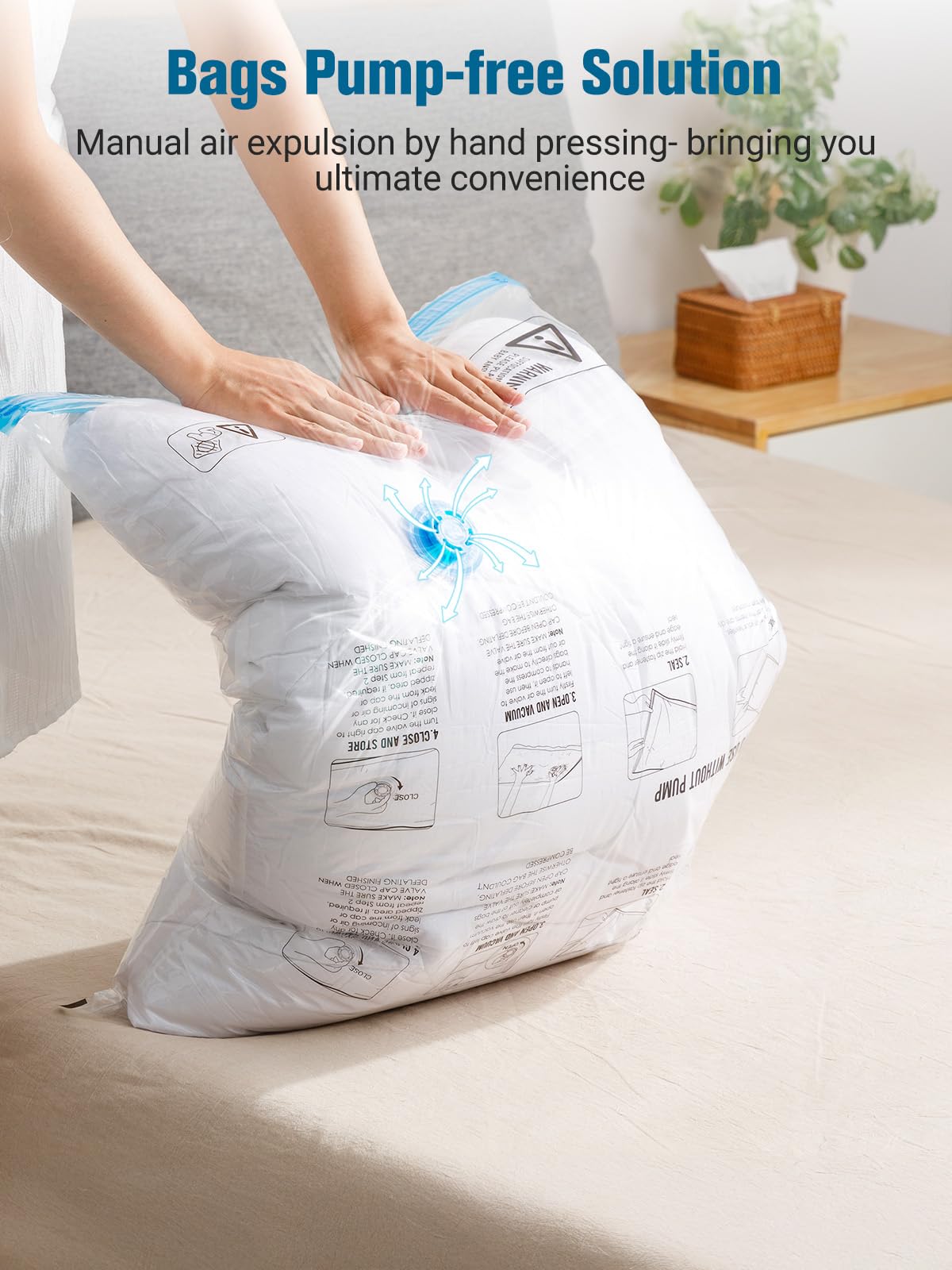 Vacuum Storage Bags with Electric Air Pump, New Air Valve Combo 15 Pack Compression Bag, Space Saving Vacuum Sealer Bags for Clothes, Blanket, Duvets, Pillows, Comforters, Travel, Two Compressing Ways