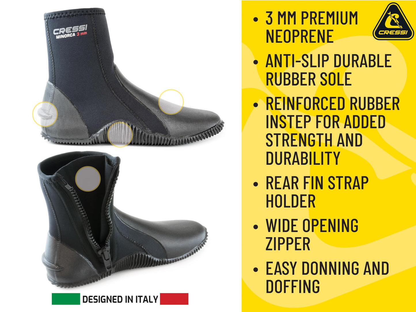 Cressi womens Long 3mm Tall Boots, Black/Black, US Man 10 US Lady 11