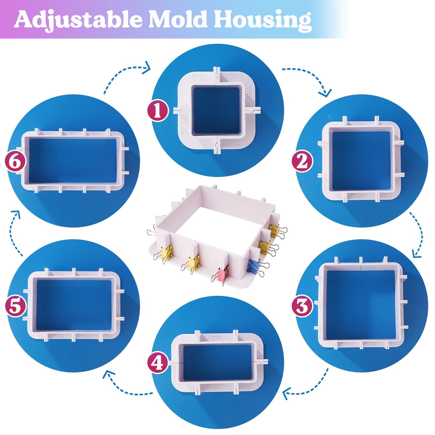 LET'S RESIN Adjustable Mold Housing for Silicone Molds Making (Not for Direct Resin Use), Silicone Mold for Resin Mold Making Silicone Rubber, Plastic Housing Frame for DIY Resin, Candle, Soap Molds