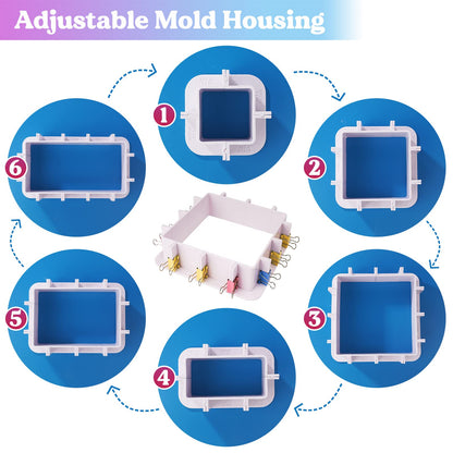 LET'S RESIN Adjustable Mold Housing for Silicone Molds Making (Not for Direct Resin Use), Silicone Mold for Resin Mold Making Silicone Rubber, Plastic Housing Frame for DIY Resin, Candle, Soap Molds