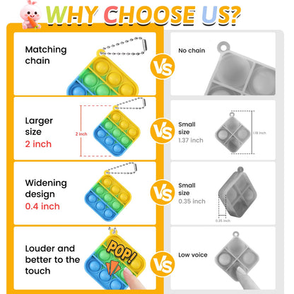 Kids Party Favors Fidget Toys Bulk 30 Pack Mini Pop Fidget Keychain Its Birthday Party Favors for Kids 4-8,8-12 Small Halloween Classroom Prizes It Student Gifts for Students Goodie Bag Stuffers