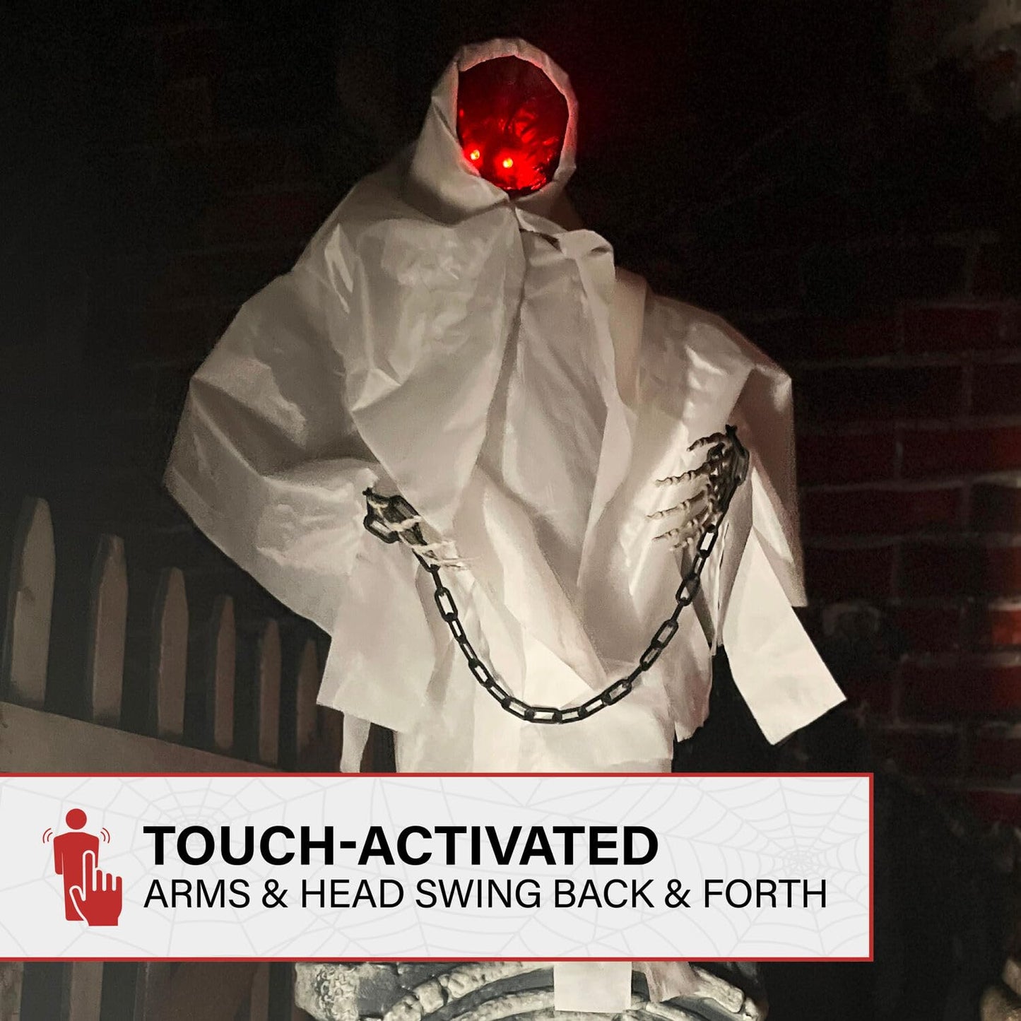 Haunted Hill Farm 4.2-Ft Animated Spectre on Tomb, Halloween Accessory, Scary Horror Movie Party Decoration, Creepy Ghost Prop, Spooky Occult Indoor Décor with Touch-Activated Lights & Sound