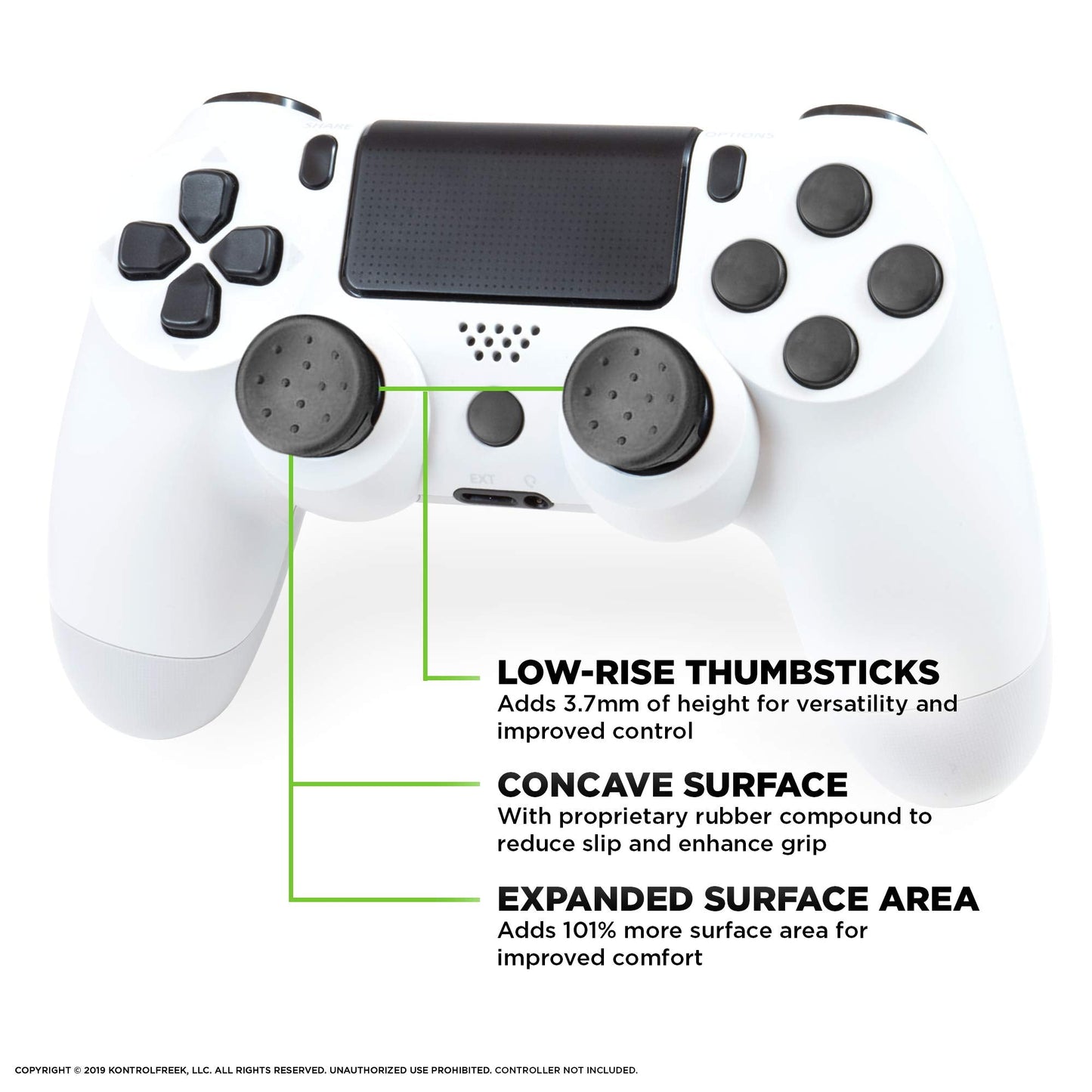 KontrolFreek Alpha Performance Thumbsticks for PlayStation 4 (PS4) and PlayStation 5 (PS5) Controller | 2 Low-Rise Concave | Black