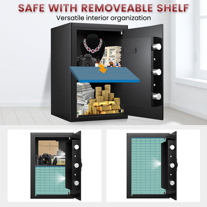 3.5 Cu ft Large Fireproof Safe, Safe Box Fireproof Waterproof, Digital Security Home Safes With Programmable Keypad & Removable Shelf, Fire Proof Safes for Home Document Money Firearm Valuables