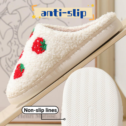 FAYUEKEY Women's Fuzzy Fruit Series Strawberry Slippers (Red Strawberry, Adult, Women, 9, Numeric Range, US Footwear Size System, 10, Medium)