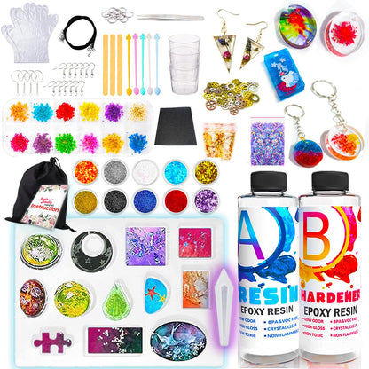 Goody King Resin Jewelry Making Starter Kit - Resin Kits for Beginners with Molds and Resin Jewelry Making Supplies - Silicone Casting Mold, Tools Set Clear Epoxy for DIY Jewelry