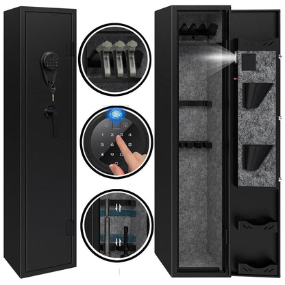 KAER 4-5 Gun Safes,Gun Safe for Rifles and Pistols,Shotgun Rifle Safe,Gun Safes for Rifle and Shotguns,Long Gun Cabinets with Fingerprint/Digital Keypad/Removable Shelf for Rifles Safes