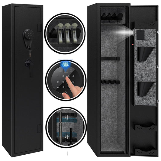 KAER 4-5 Gun Safes,Gun Safe for Rifles and Pistols,Shotgun Rifle Safe,Gun Safes for Rifle and Shotguns,Long Gun Cabinets with Fingerprint/Digital Keypad/Removable Shelf for Rifles Safes