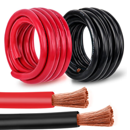 Kimbluth 2 Gauge Battery Cable Copper Wire, 5FT Red+5FT Black 2 AWG Welding Cable Standard USA OFC Wire for Automotive, Battery, Solar, Marine and Generator
