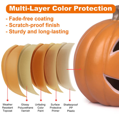 Halloween Pumpkin Lantern, Jack o Lanterns Light Up Pumpkin Decorations, Lighted Pumpkin with LED Bulb Indoor/Outdoor Pumpkin Decoration 11in