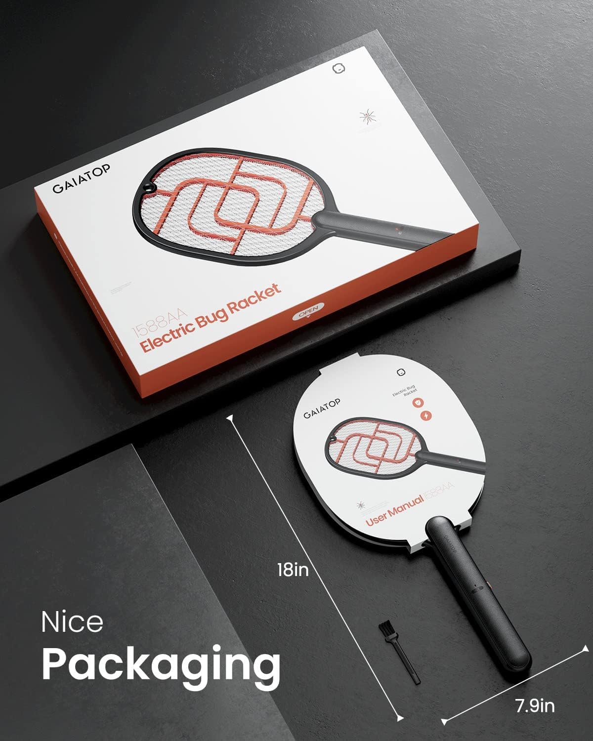 GAIATOP Electric Fly Swatter, 3800V Battery Powered Handheld Fly Zapper, 3-Layer Protection Grid Bug Zapper Racket for Home Bedroom Kitchen Office Backyard Patio Indoor Outdoor.