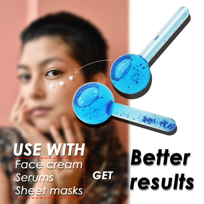 Lazzybeauty Ice Globes for Facials, Ice Globes, Facial Ice Globes, Cooling Globes, Globes for Face Neck & Eyes, Daily Beauty, Tighten Skin, Anti Ageing, Reduce Puffy and Wrinkle, Blue