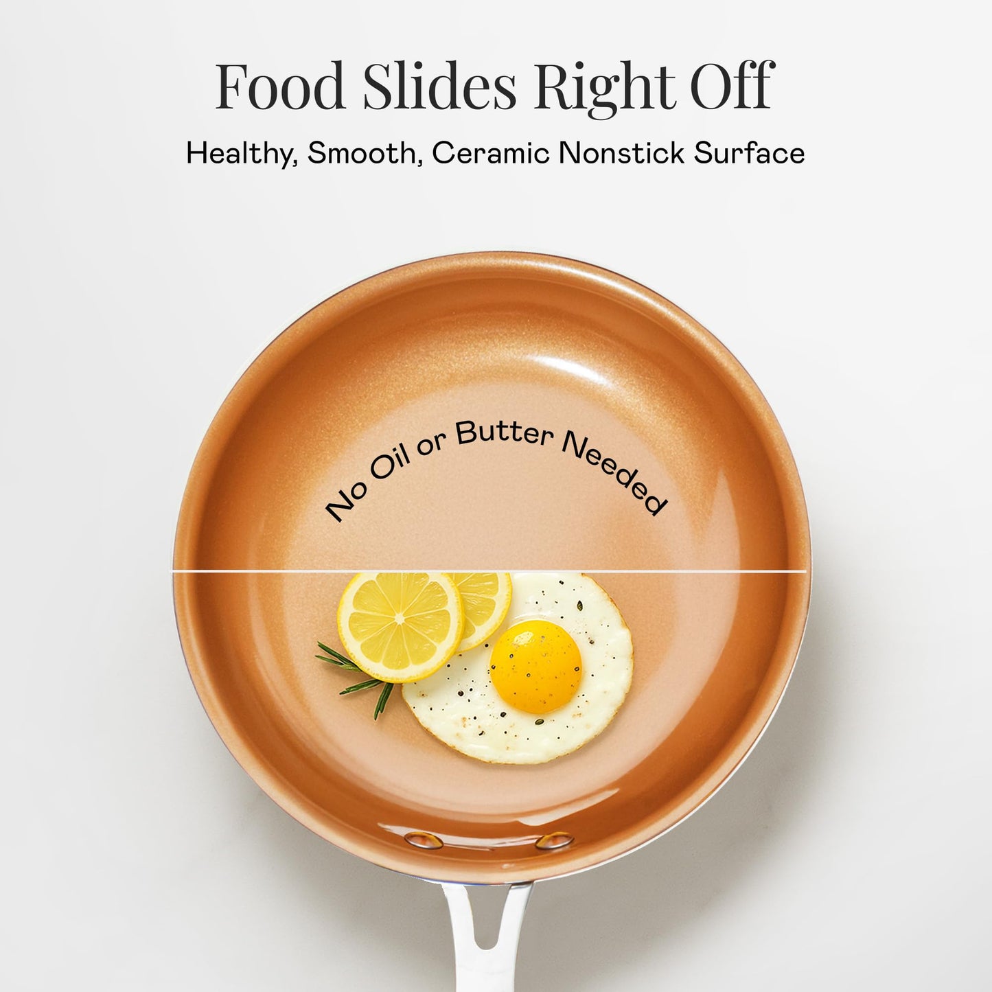 Gotham Steel 9.5 Inch Copper Non Stick Frying Pans, Ceramic Non Toxic Frying Pans Nonstick Skillet Made Without PFOA PFOS, Lightweight, Stay Cool Handle, Oven and Dishwasher Safe