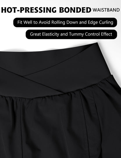 Blooming Jelly Women's Workout Shorts Athletic Running Elastic High Waisted Black Gym Yoga Shorts with Zipper Pockets (Black,Medium)