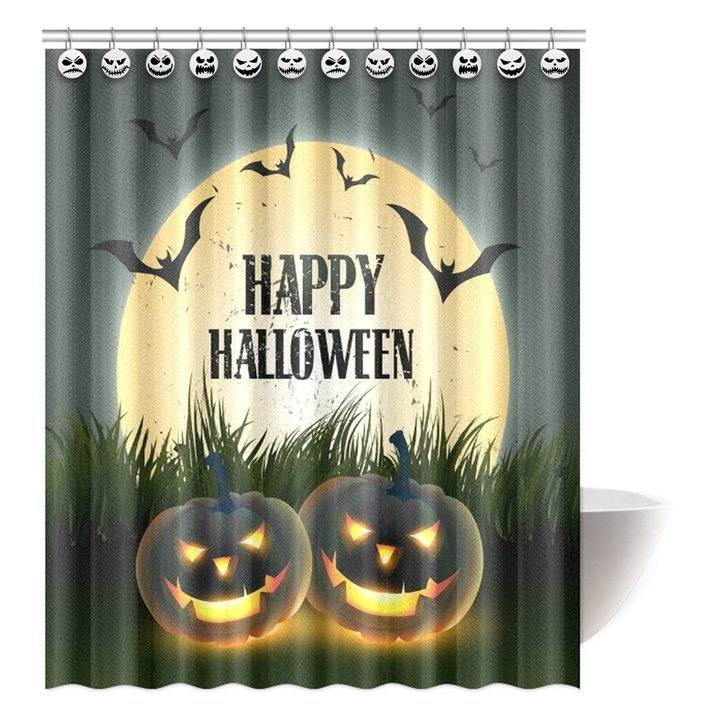 Jetec 12 Pcs Skull Shower Curtain Hooks Halloween Shower Rings Decorative Skeleton Curtain Hook Rings Stainless Steel Bathroom Hooks with Skull Decor for Home Halloween(Cool Style)