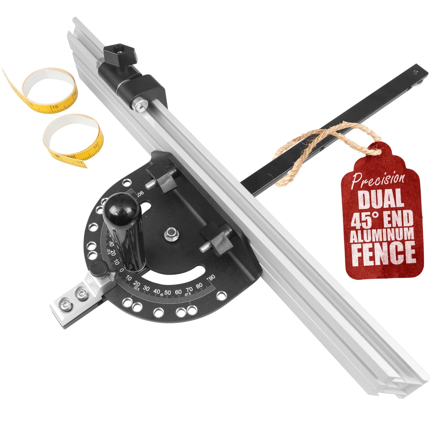 Fulton Precision Miter Gauge with Aluminum Miter Fence with 45 Degree Angled Ends for Maximum Stock Support and a Repetitive Cut Flip Stop