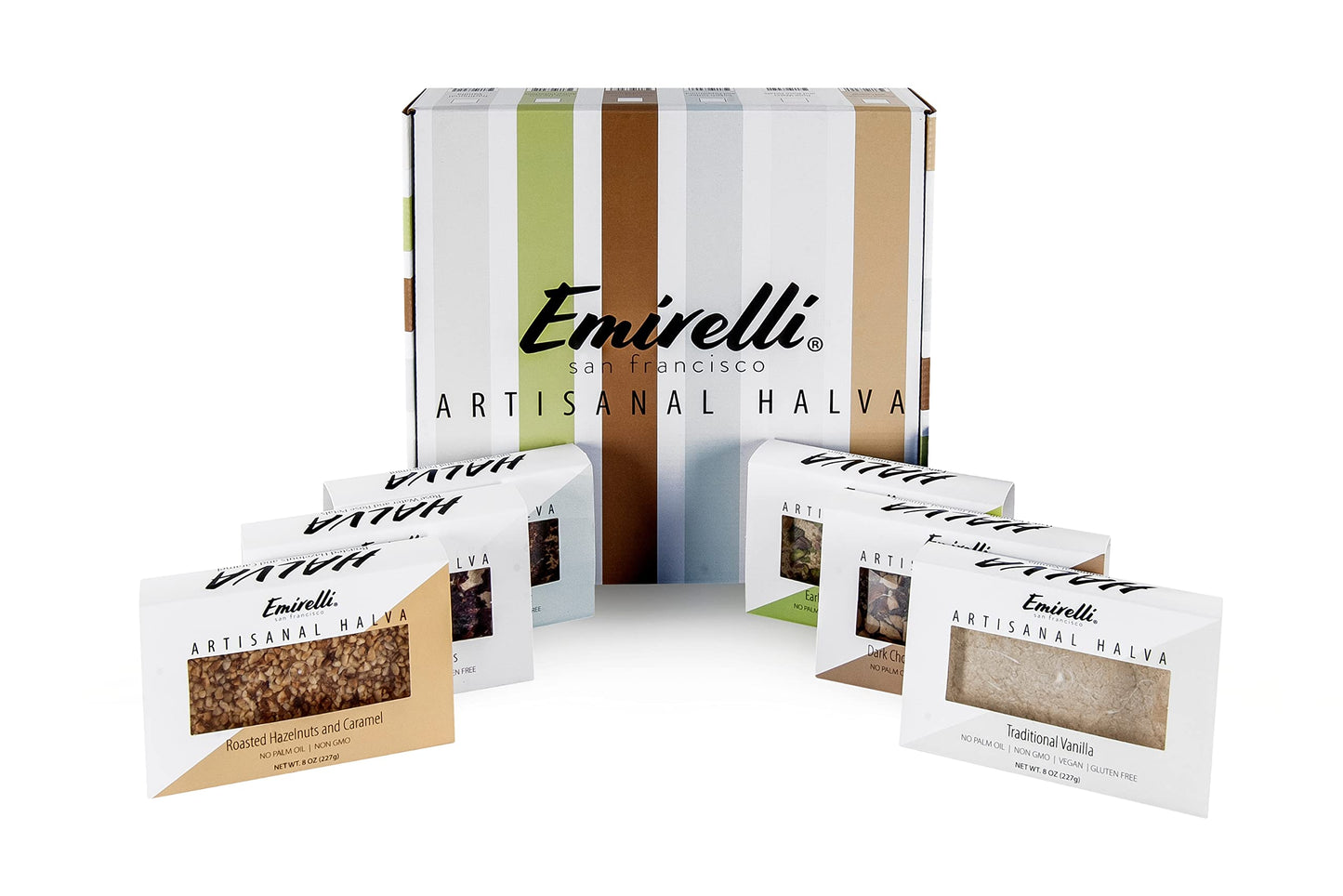 Emirelli Artisanal Halva Dessert – Authentic Middle Eastern Candy Turkish Sweets – Vegan Candy 55%-Tahini Halwa - Halvah Traditional International Sweets – Tasty Traditional Vanilla Flavor, Pack of 1