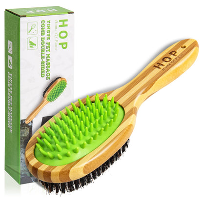 HOP Home of Paws Short Hair Dog Brush for Detangling and Shedding Coats, Silicone Pet Brushing Comb, Massage, Blood Circulation, Gentle on Sensitive Skin, Gift for Dog Lovers