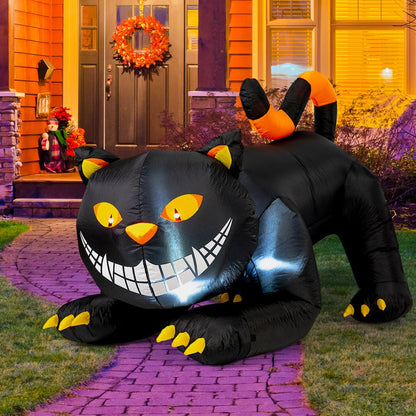 GOOSH 6 FT Halloween Inflatables Outdoor Black Cat with Shakable Head, Blow Up Yard Decoration with LED Lights Built-in for Holiday/Party/Yard/Garden