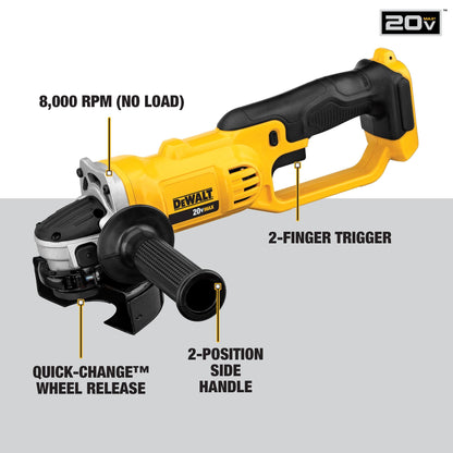 DEWALT 20V MAX 4-1/2 Inch Cordless Angle Grinder, Bare Tool Only (DCG412B)