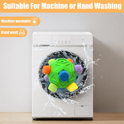 Dog Snuffle Ball-Interactive Puzzle Dog Toys Encourage Natural Foraging Skills Slow Feeder for Training and Stress Relief, Cloth Strip Hiding Food Chew Toys with Squeaky Carrot Toy for Any Size