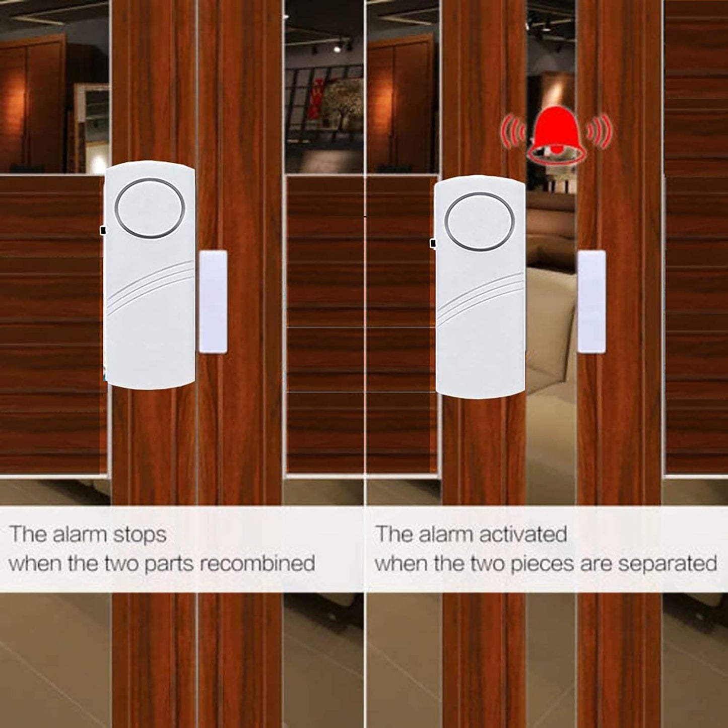 2 Pack Door Alarms for Home Security, Window Door Alarms, Window Alarm Sensors, DIY Protection Burglar Bell Alarm for Home,Office